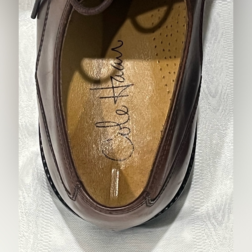 Men's Dark Brown Leather COLE HAAN EATON APRON TOE DERBYLace-Up Shoes, SIZE 9.5M - Picture 8 of 9